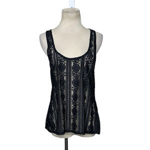 PILYQ black crochet tank top cami cover up size Large